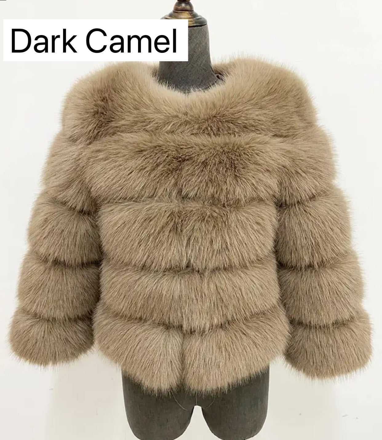 DARK CAMEL FAUX FUR COAT