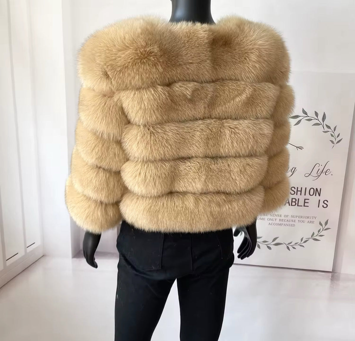 CREAM FOX FUR COAT