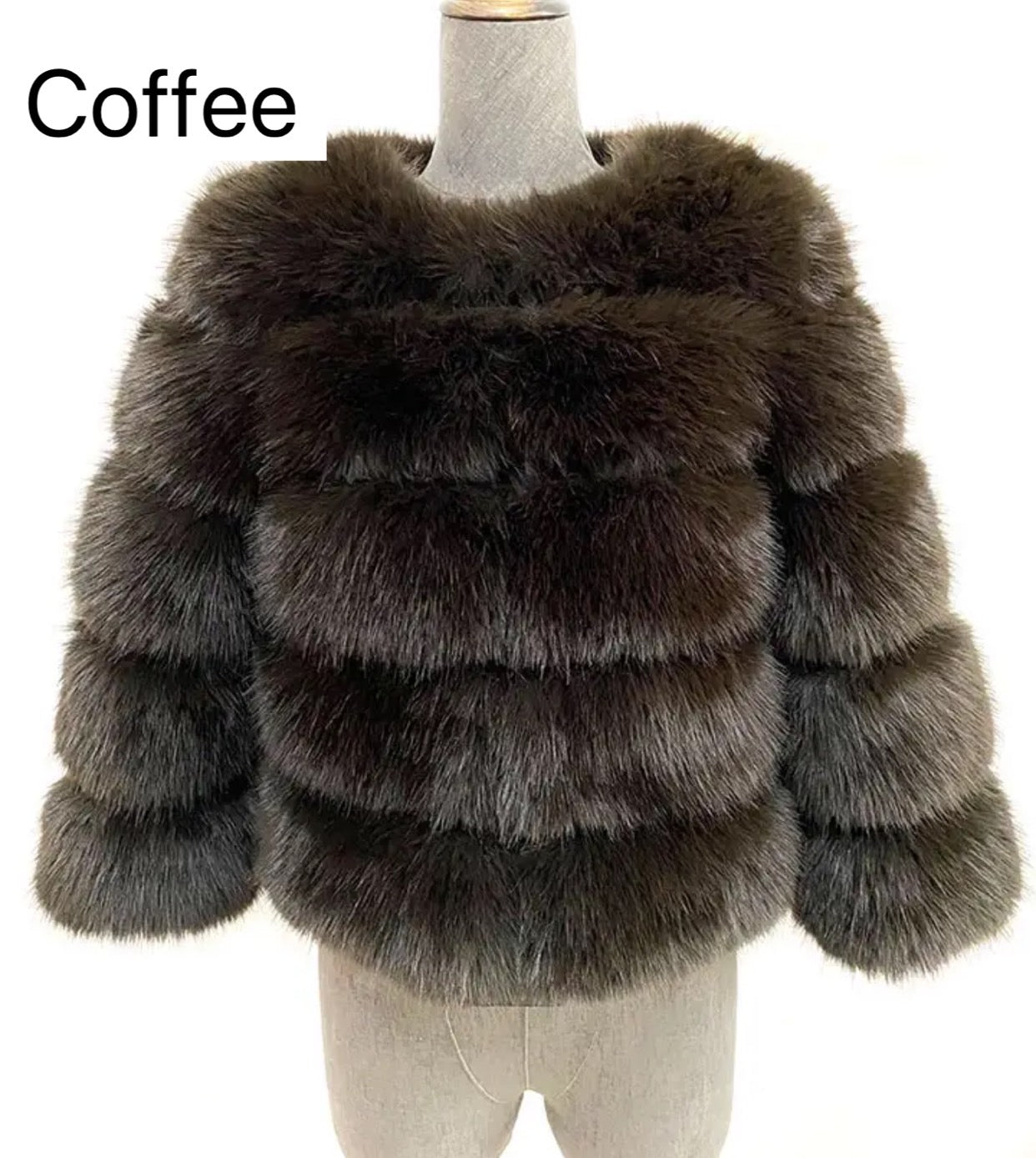 COFFEE FAUX FUR COAT