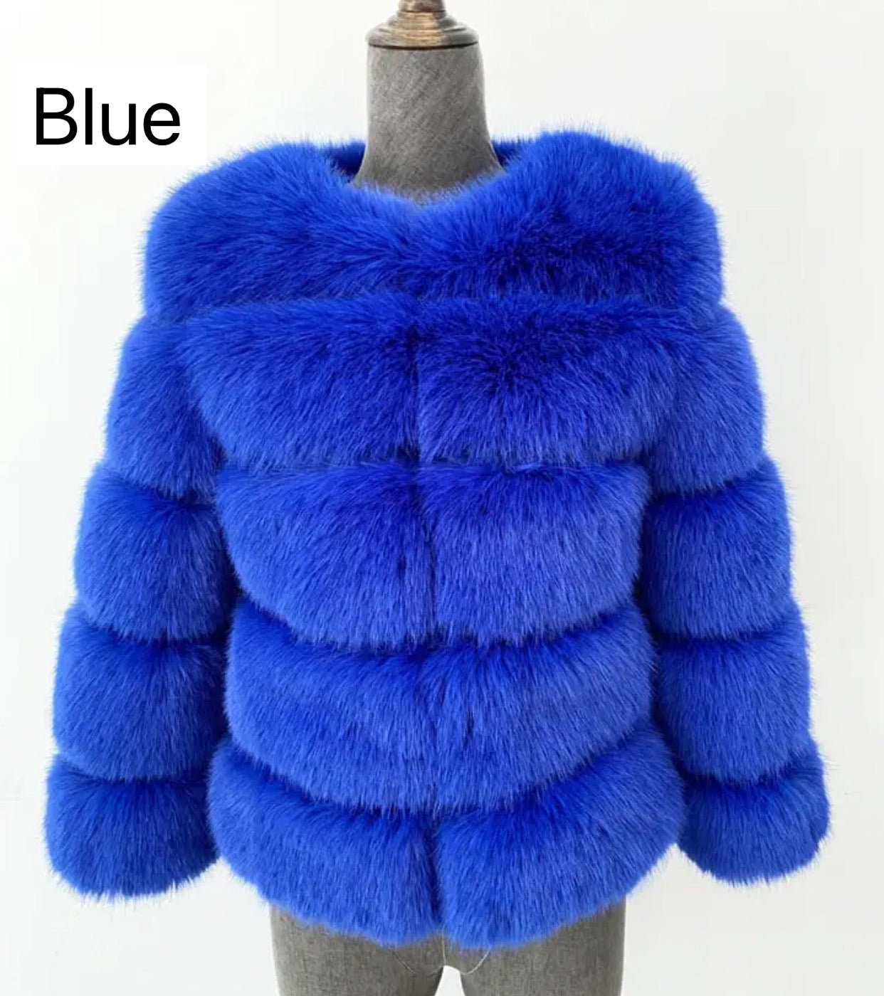 BLUE FAUX FUR COAT