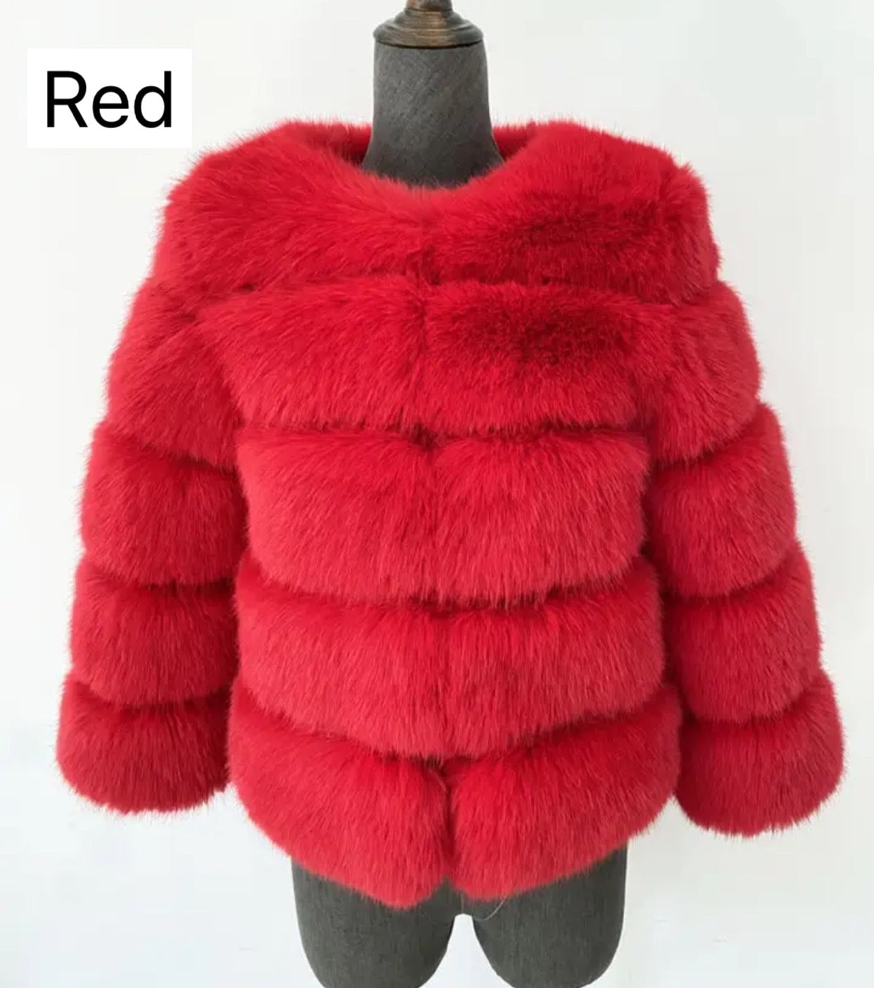 RED FAUX FUR COAT