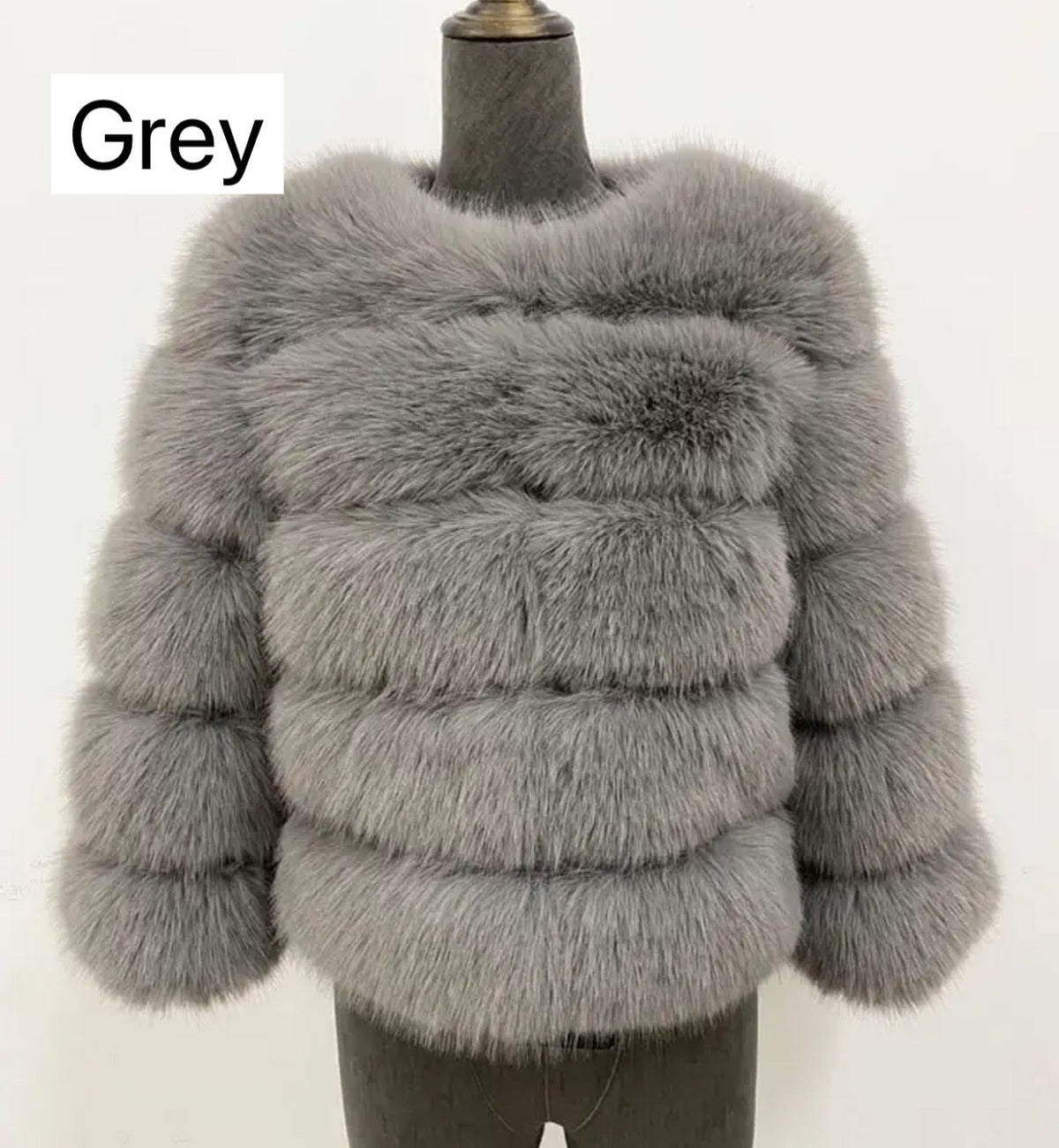 GREY FAUX FUR COAT