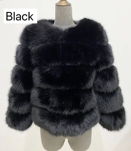 BLACK FAUX FUR COAT