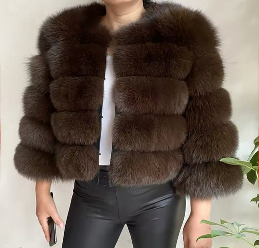 BROWN FOX FUR COAT