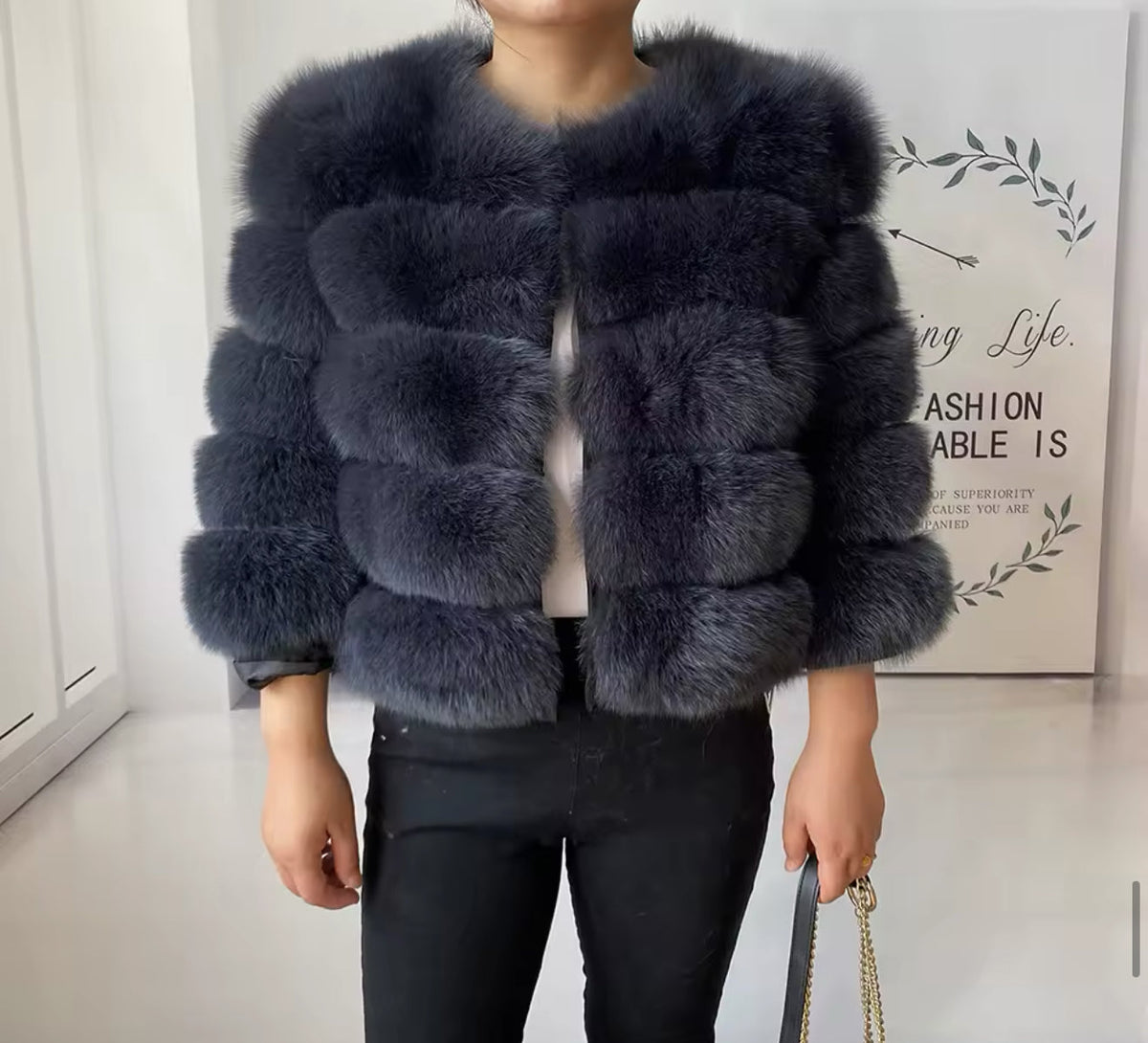 GREY FOX FUR COAT