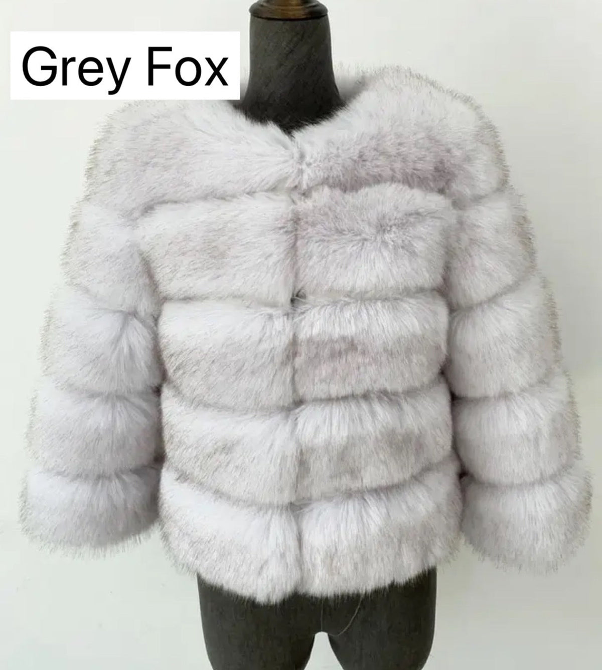 GREY FOX FAUX FUR COAT