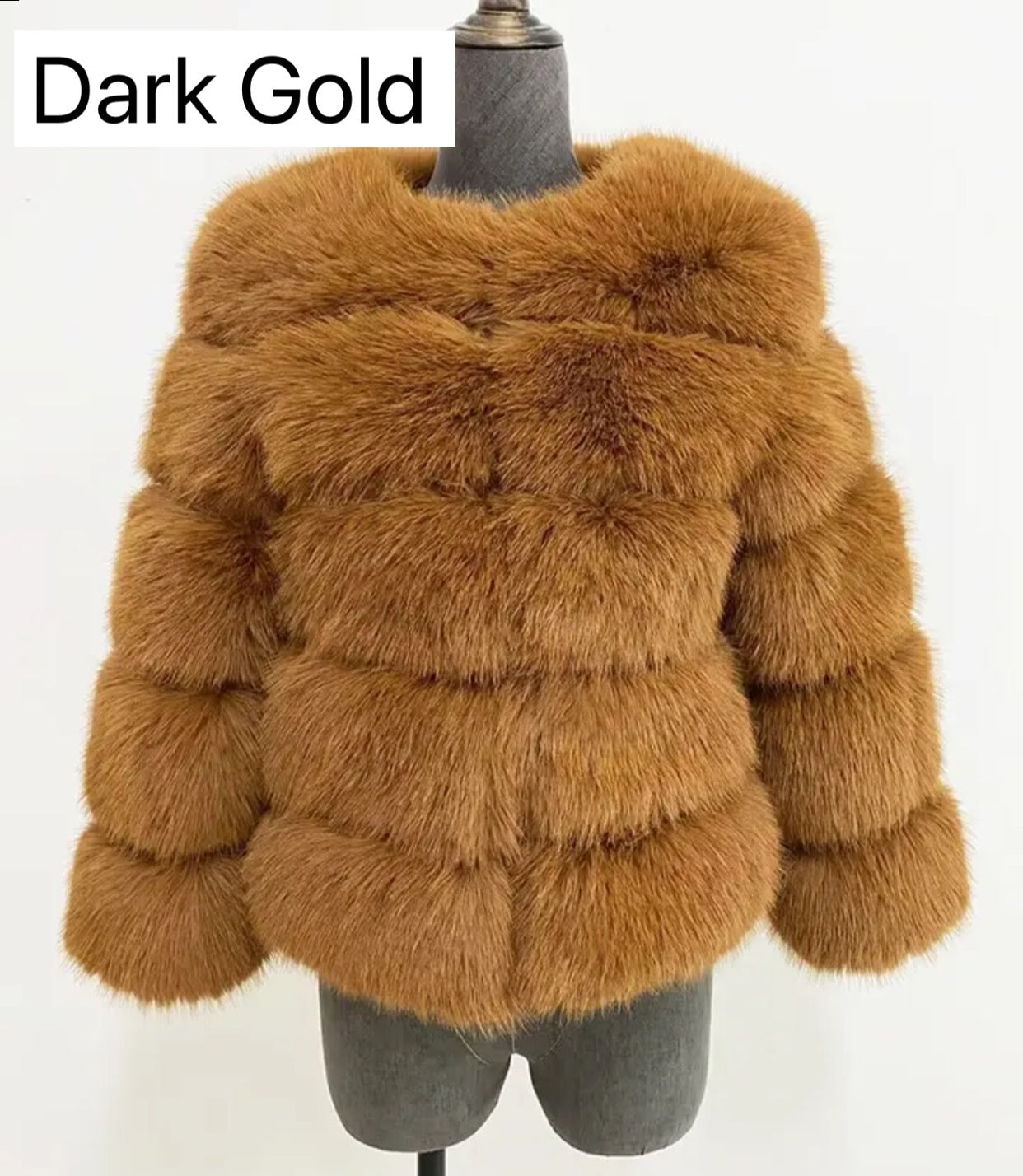 DARK GOLD FAUX FUR COAT