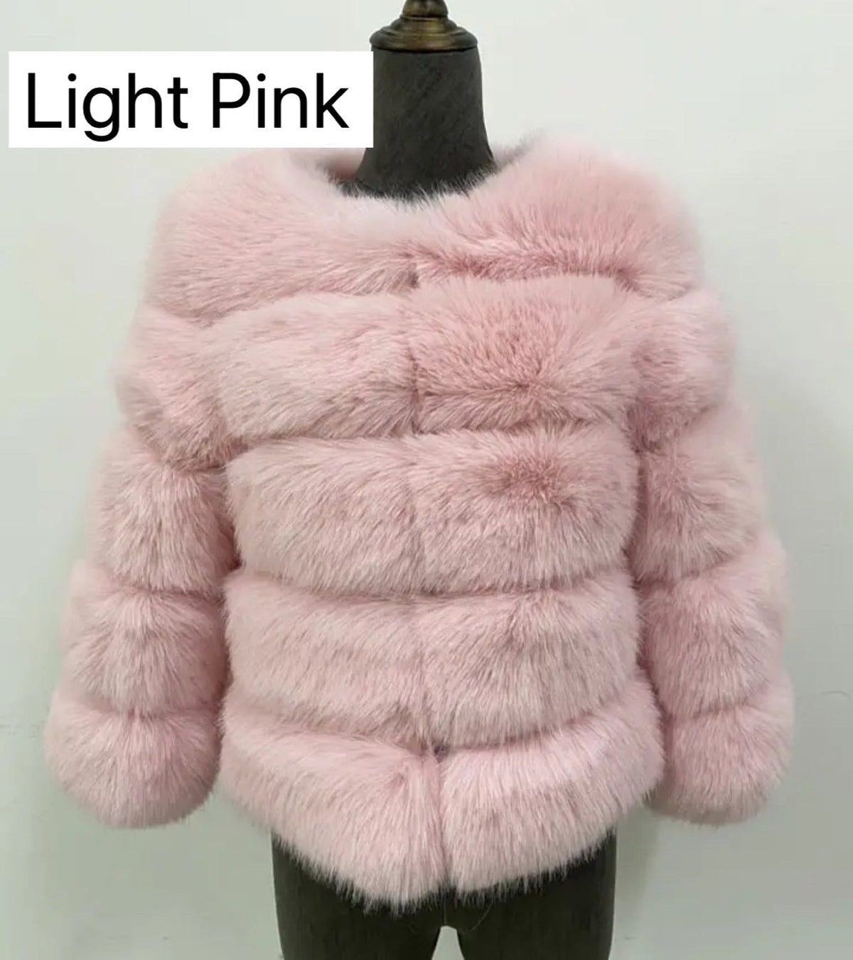 LIGHT PINK FAUX FUR COAT
