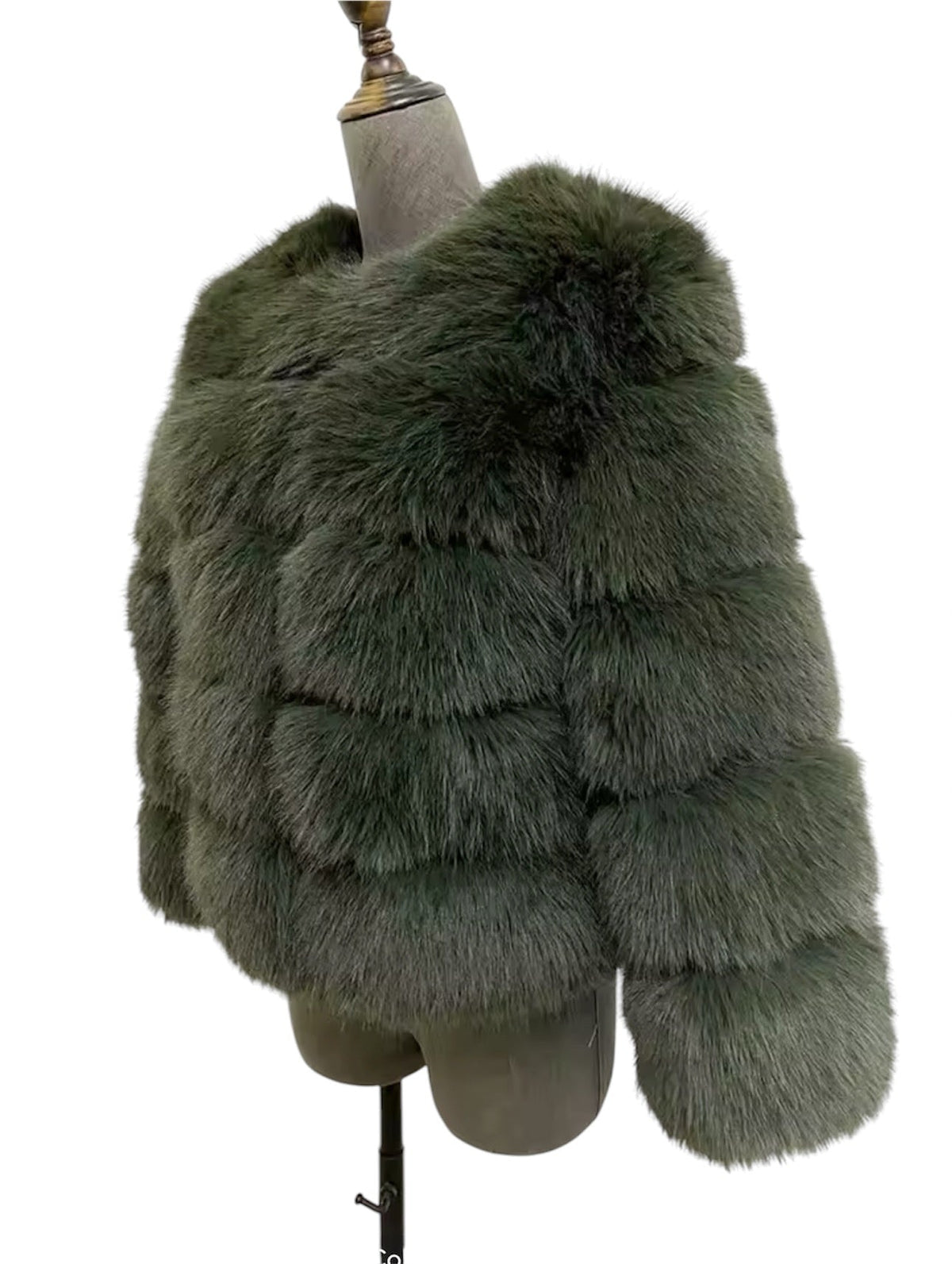 ARMY GREEN FAUX FUR COAT