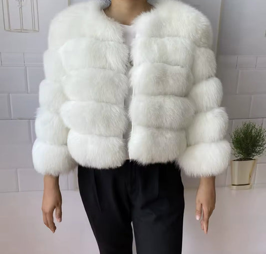 WHITE FOX FUR COAT