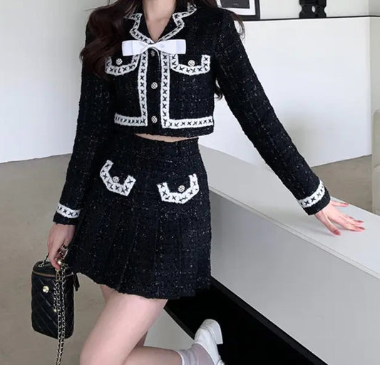 BLACK & WHITE BLAZER & SKIRT CO-ORD