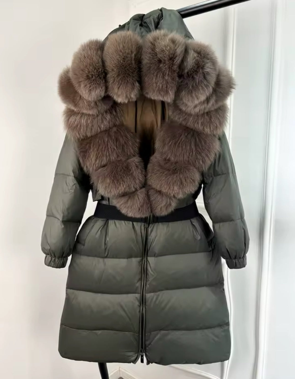 LONG FOX FUR HOOD COAT