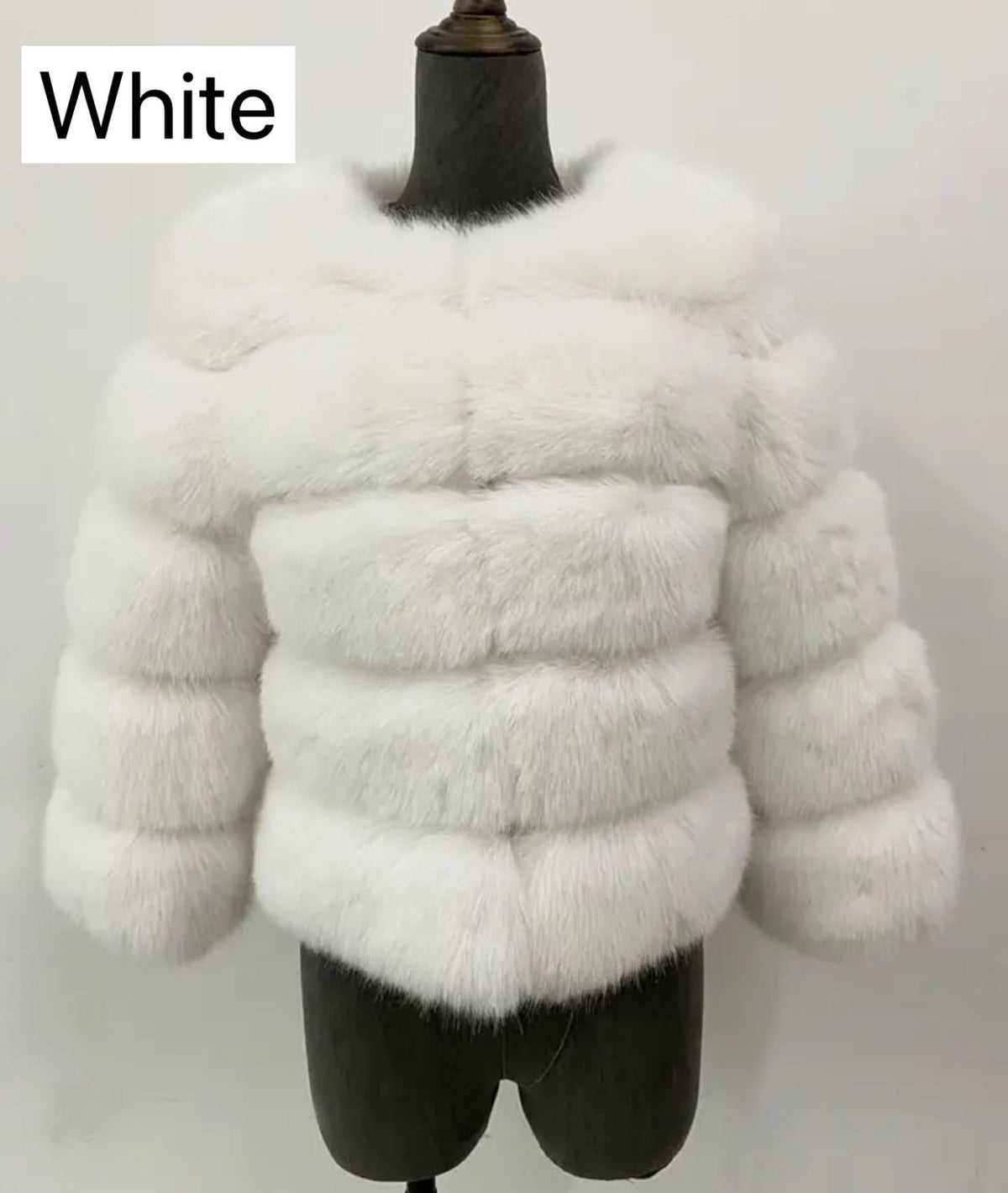 WHITE FAUX FUR COAT