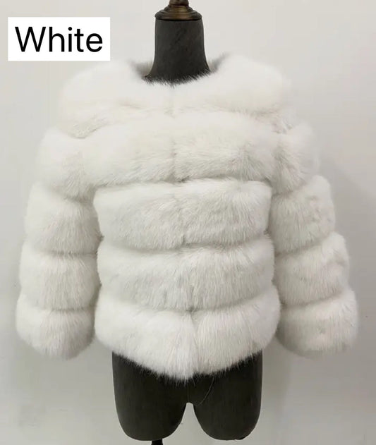WHITE FAUX FUR COAT