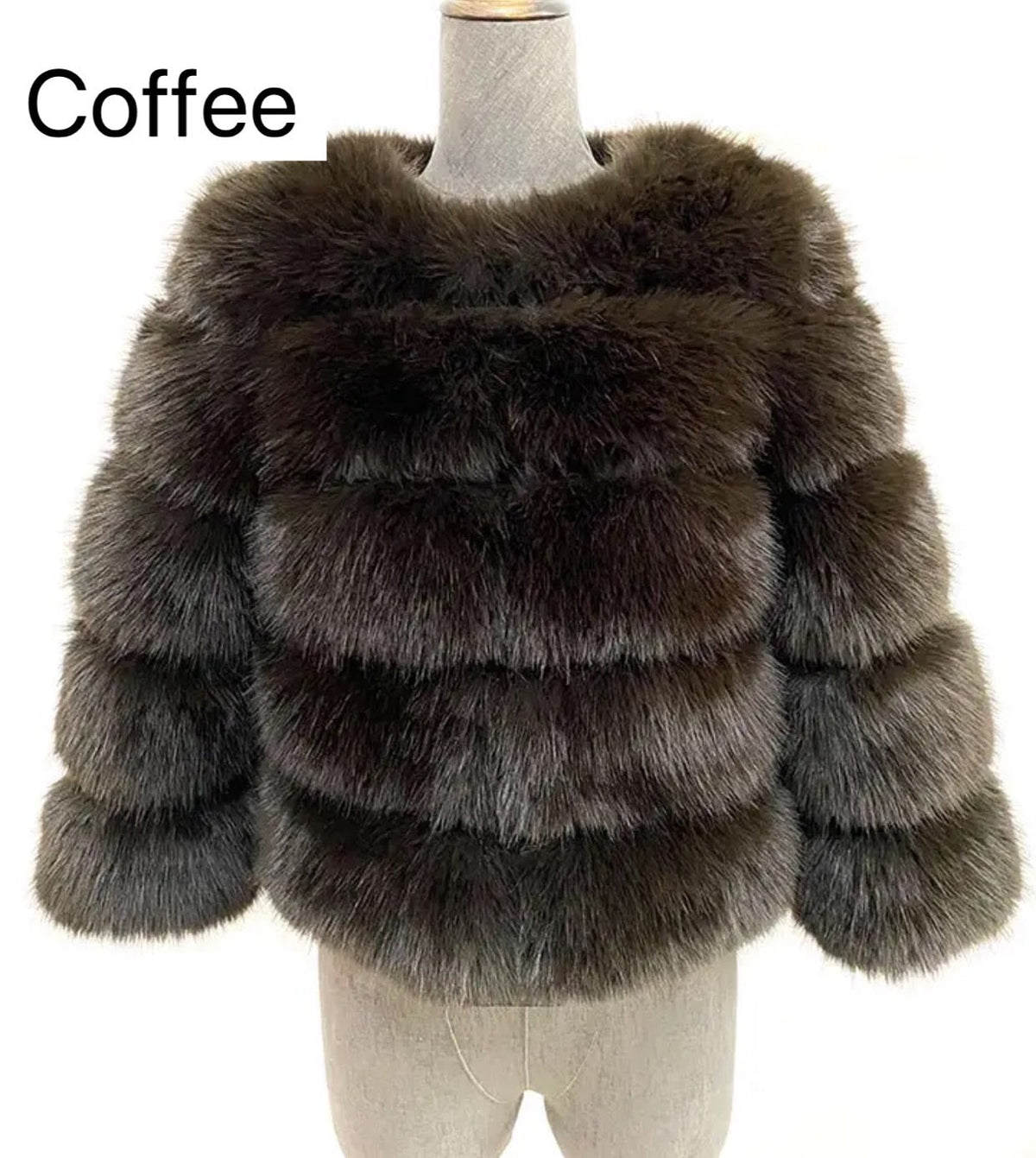 COFFEE FAUX FUR COAT