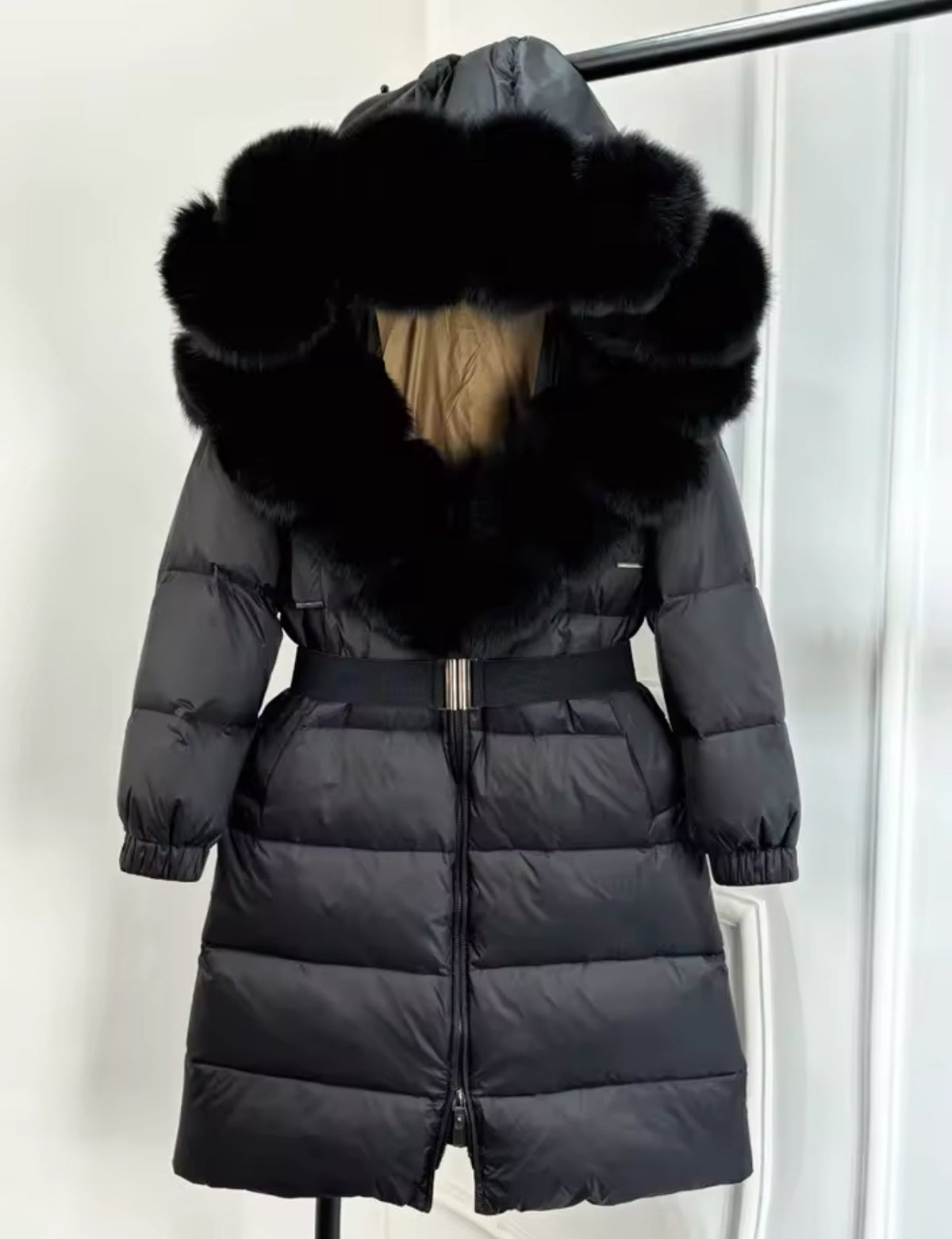 LONG FOX FUR HOOD COAT