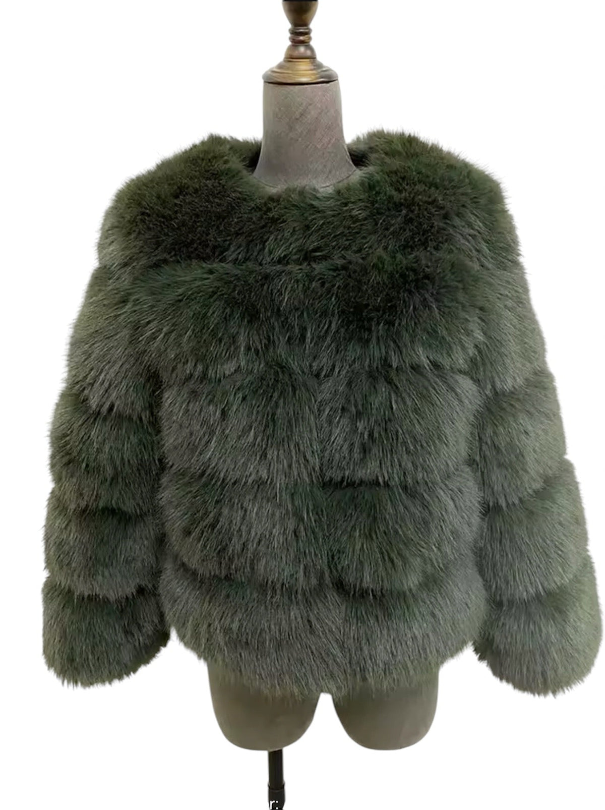 ARMY GREEN FAUX FUR COAT