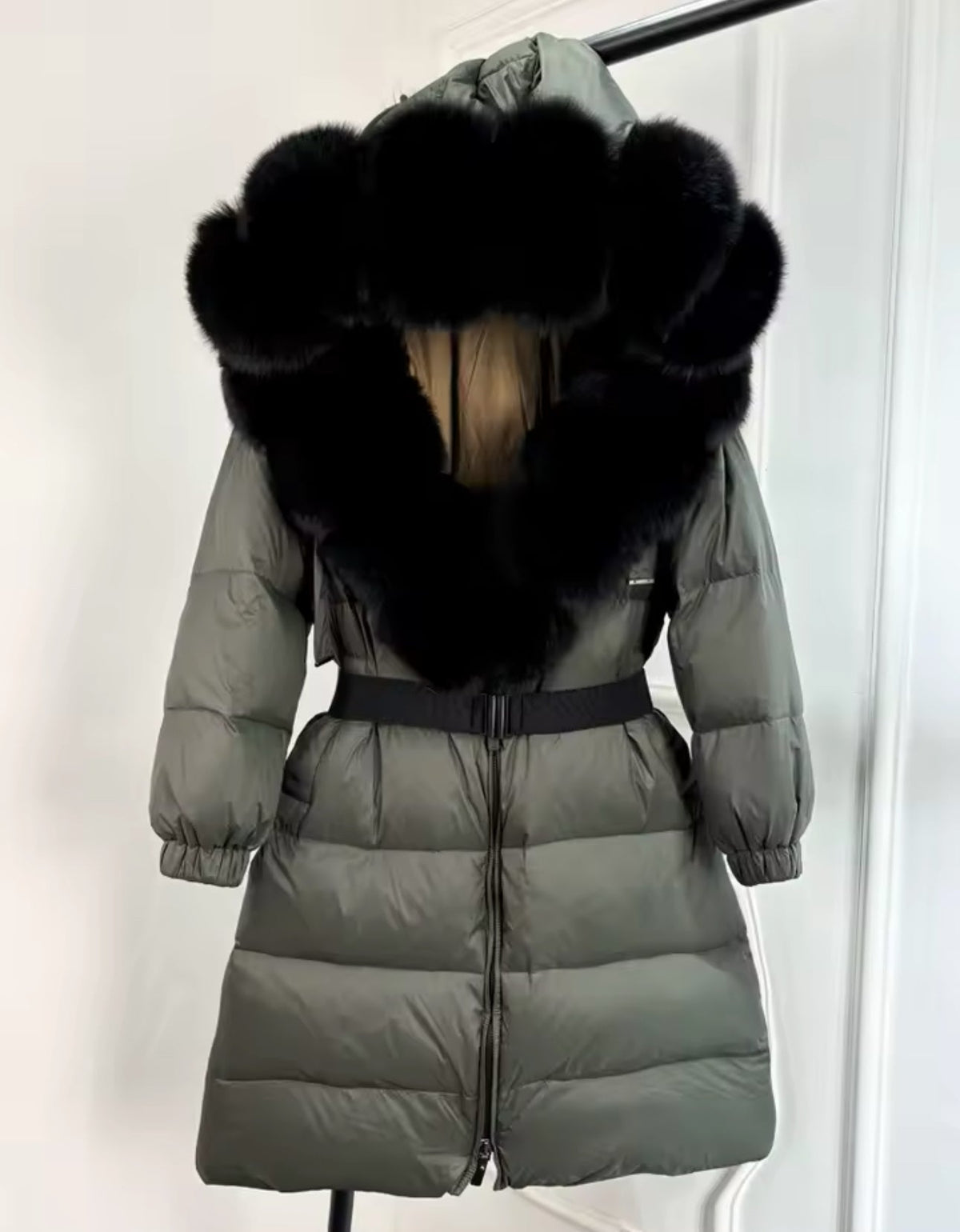 LONG FOX FUR HOOD COAT