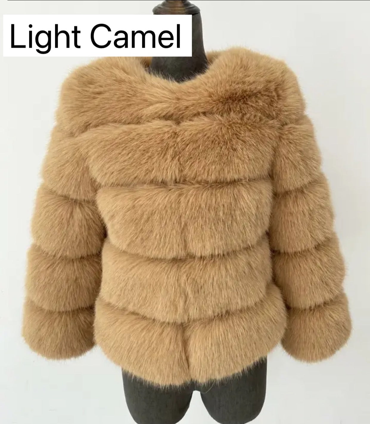 LIGHT CAMEL FAUX FUR COAT