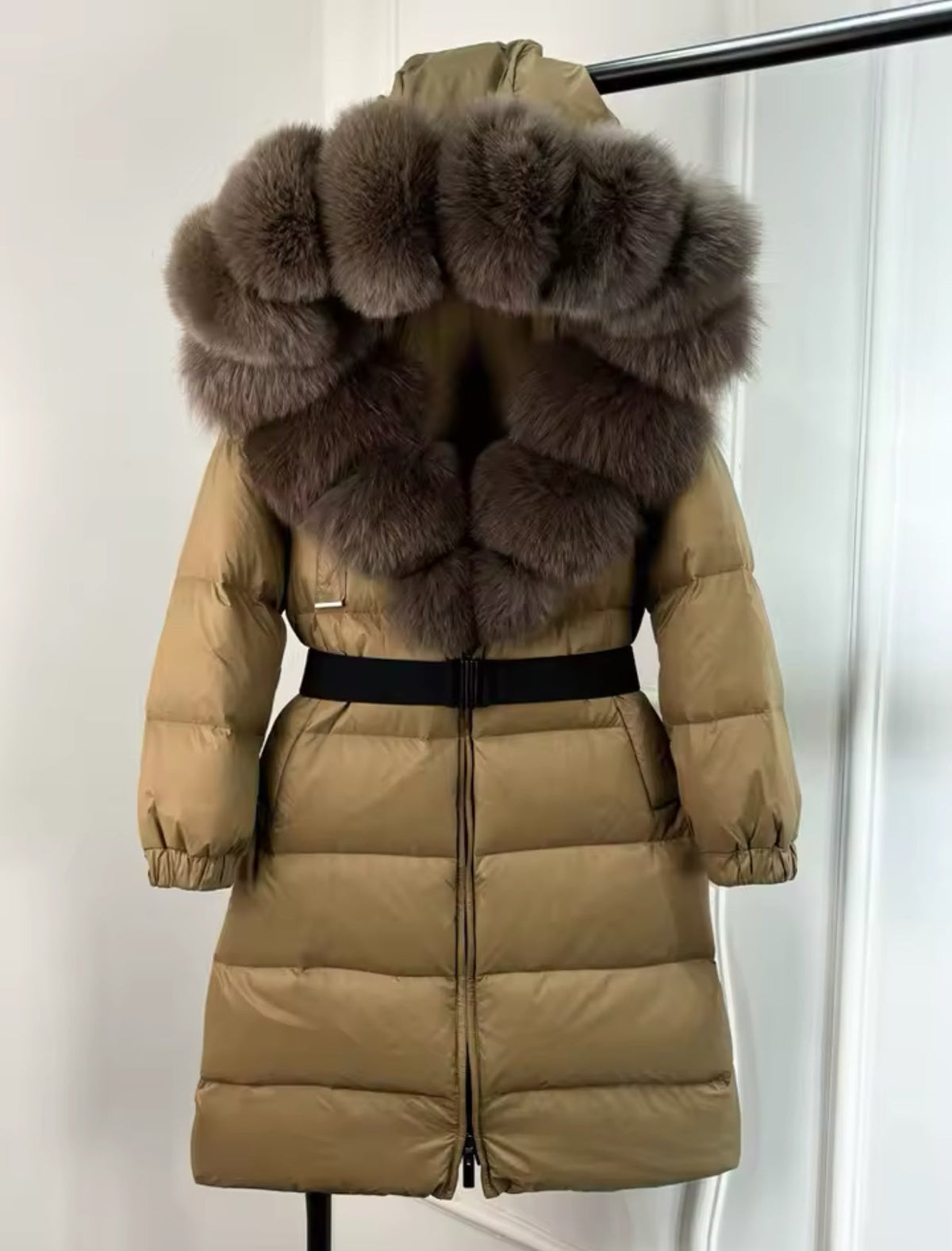 LONG FOX FUR HOOD COAT